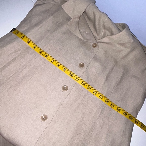 Marina Rinaldi Puro Lino Linen Green Contrast Trim Side Slit Button Midi Dress - Picture 15 of 15